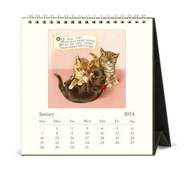 Image of 2024 Cavallini & Co. Vintage Cats Desk Calendar
