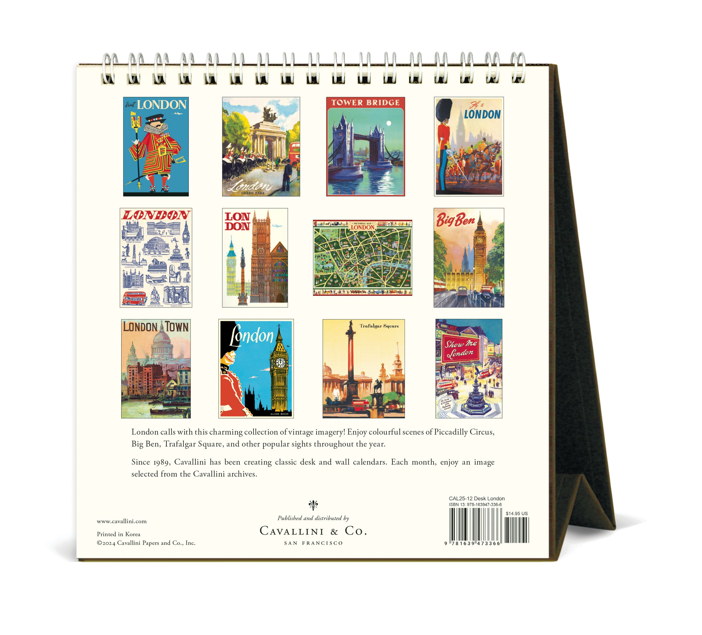 2025 Cavallini & Co. London Desk Calendar back cover