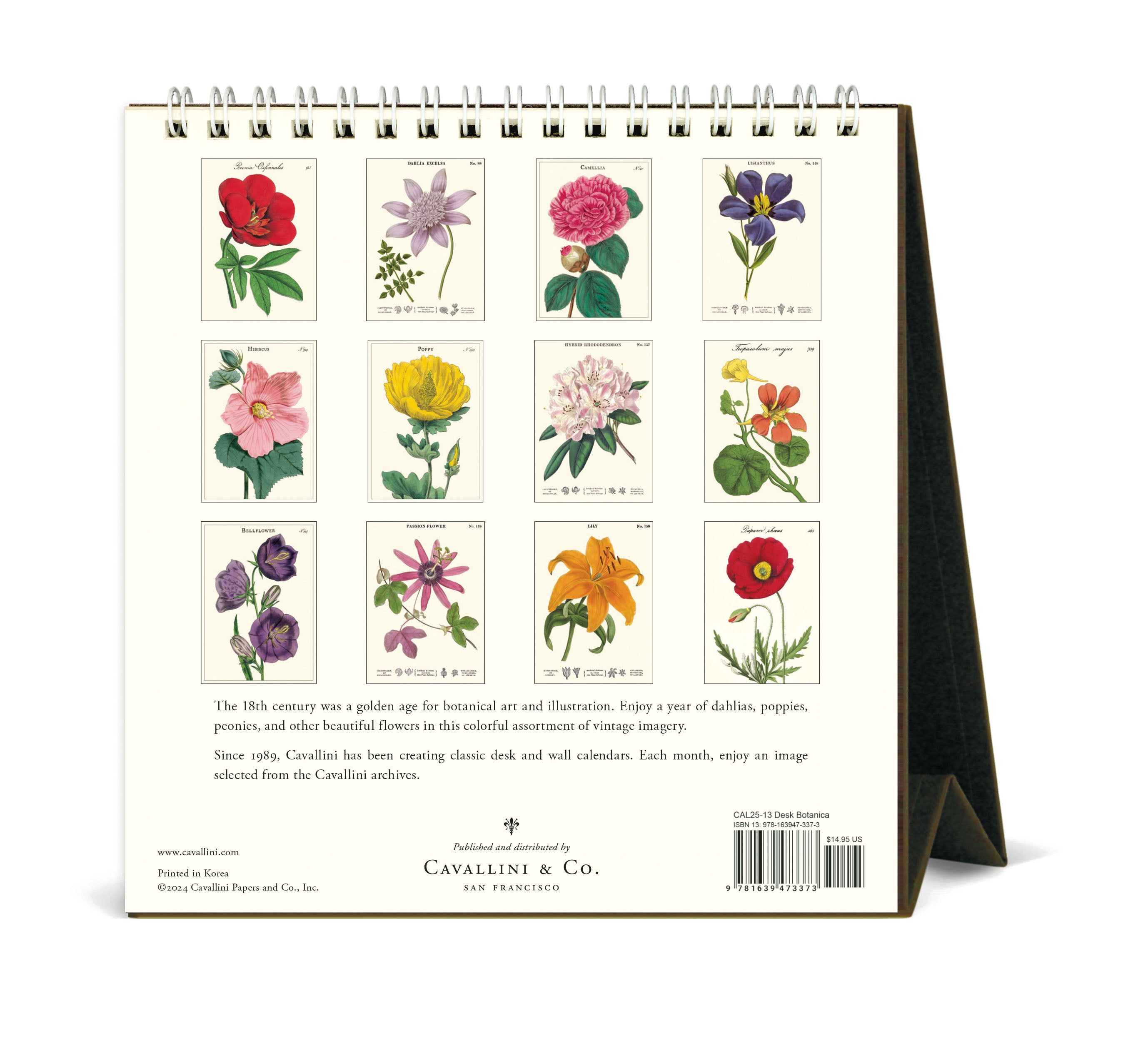 2025 Cavallini & Co. Botanica Desk Calendar back cover