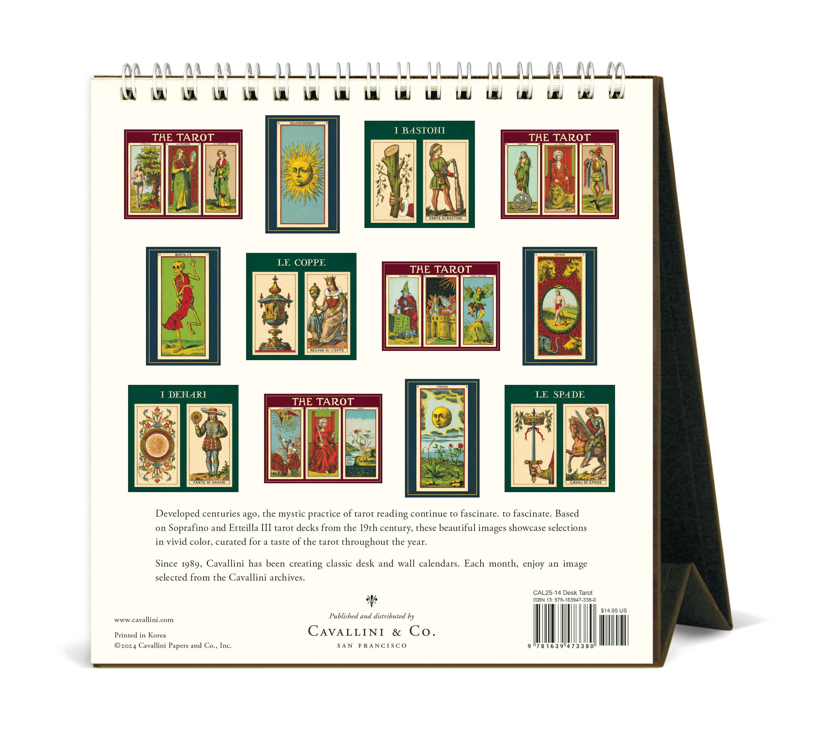 2025 Cavallini & Co. Tarot Desk Calendar back cover