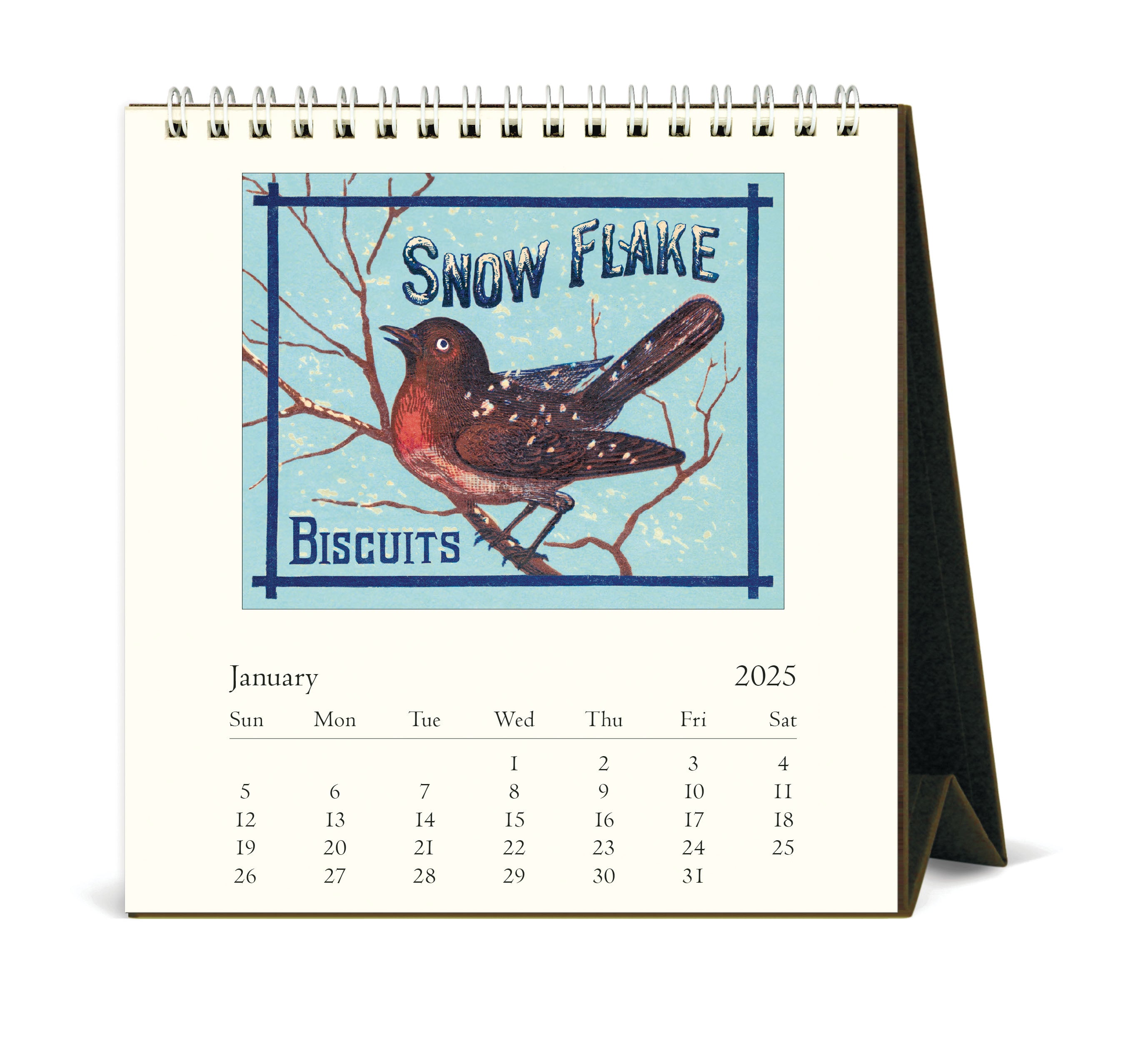 2025 Cavallini & Co. Vintage Birds Desk Calendar January page