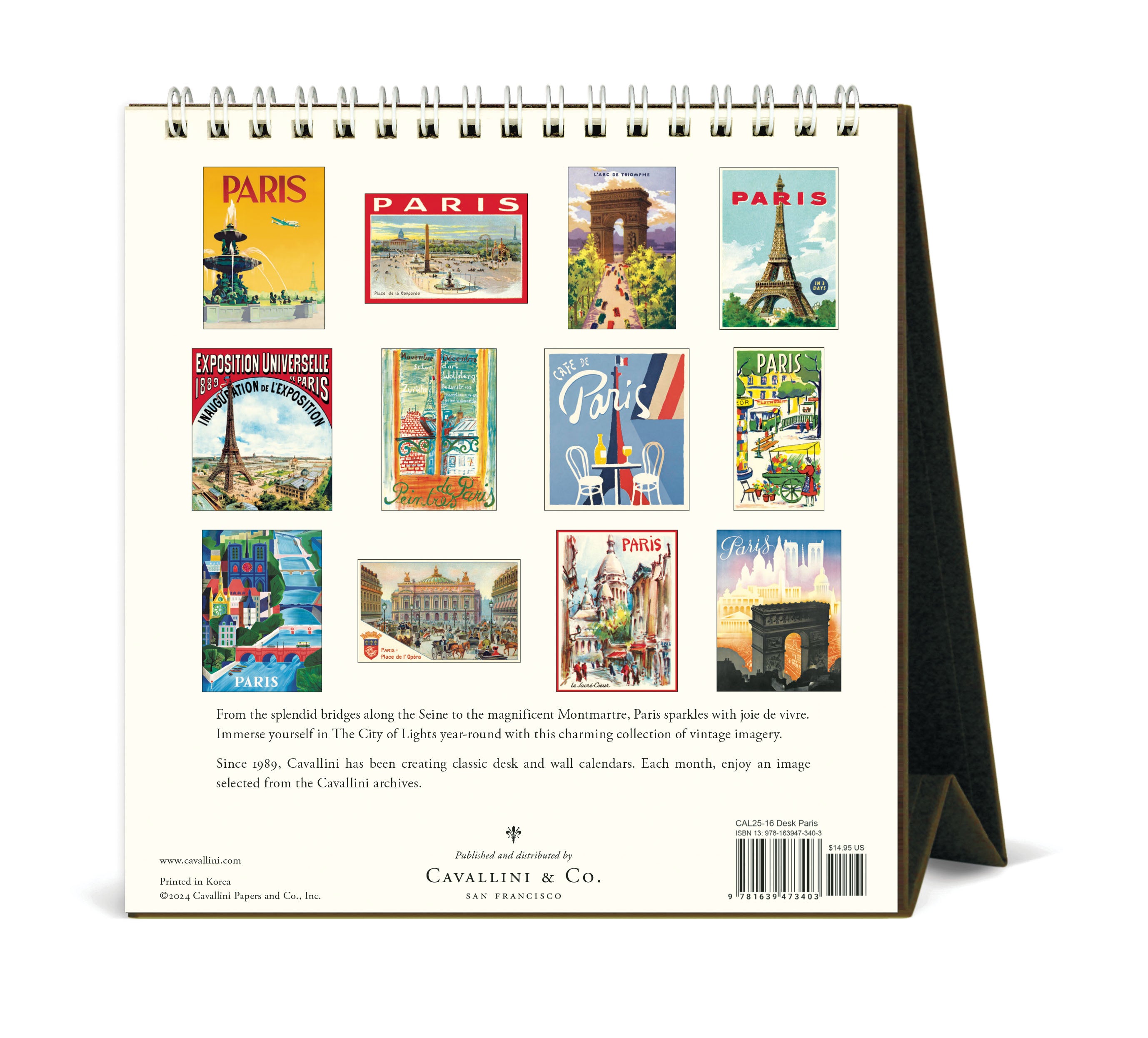 2025 Cavallini & Co. Paris Desk Calendar back cover