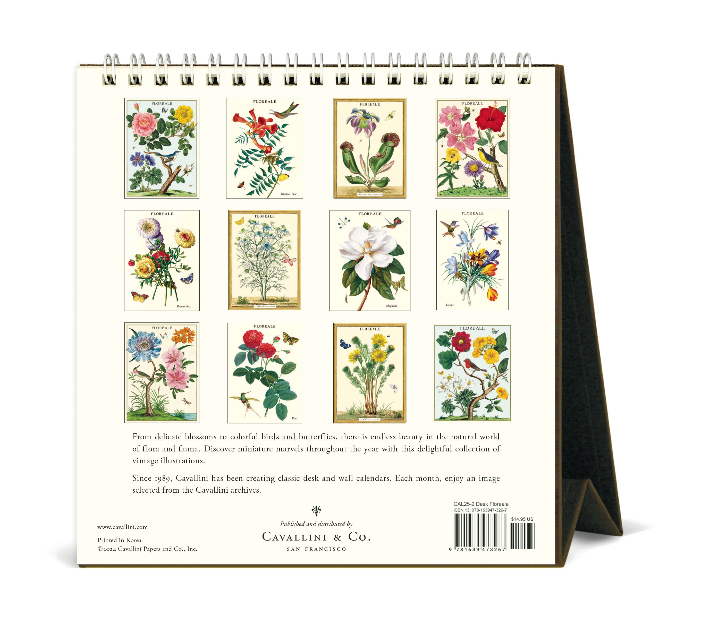 2025 Cavallini & Co. Floreale Desk Calendar back cover