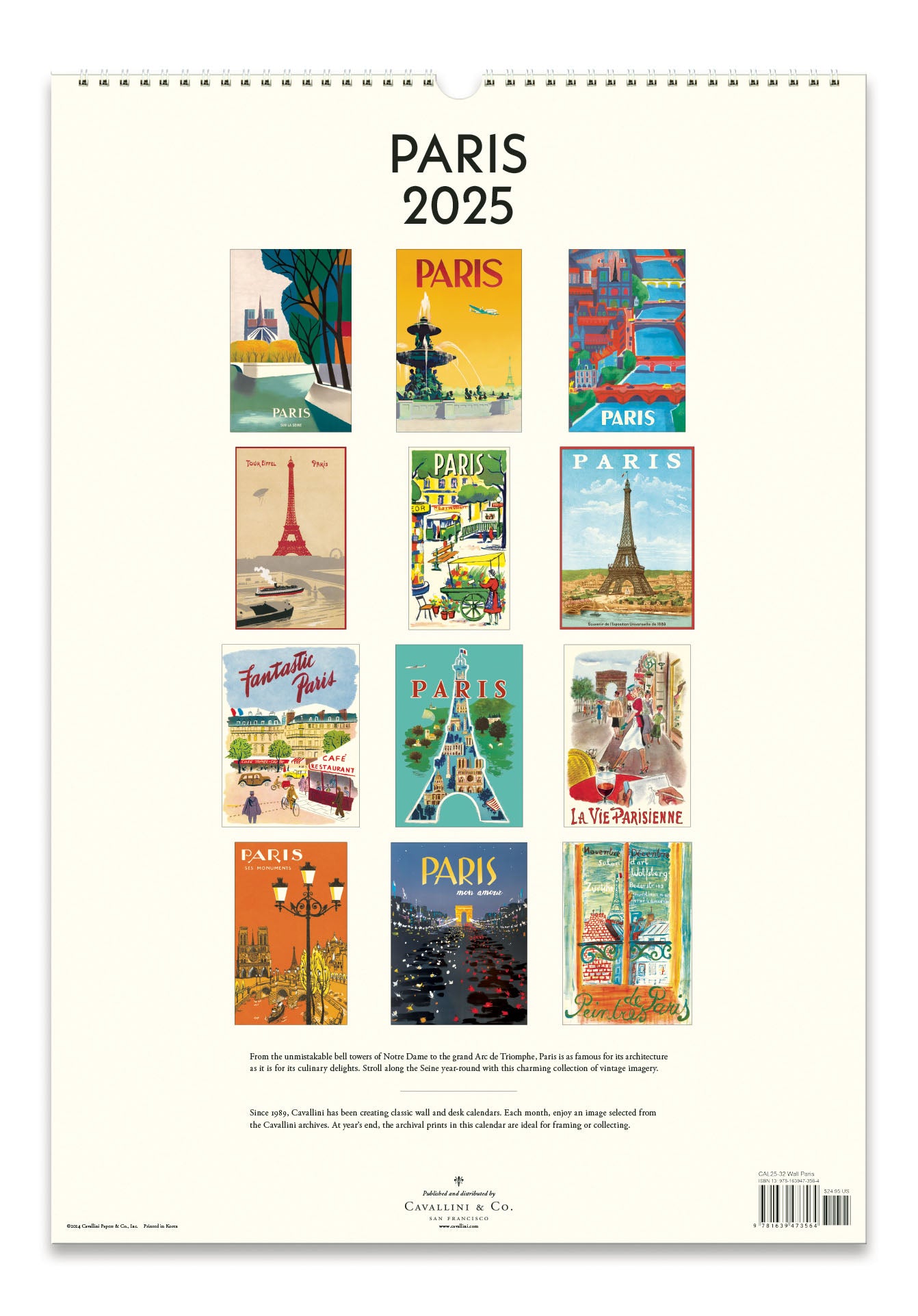 2025 Cavallini & Co. Paris Wall Calendar back cover