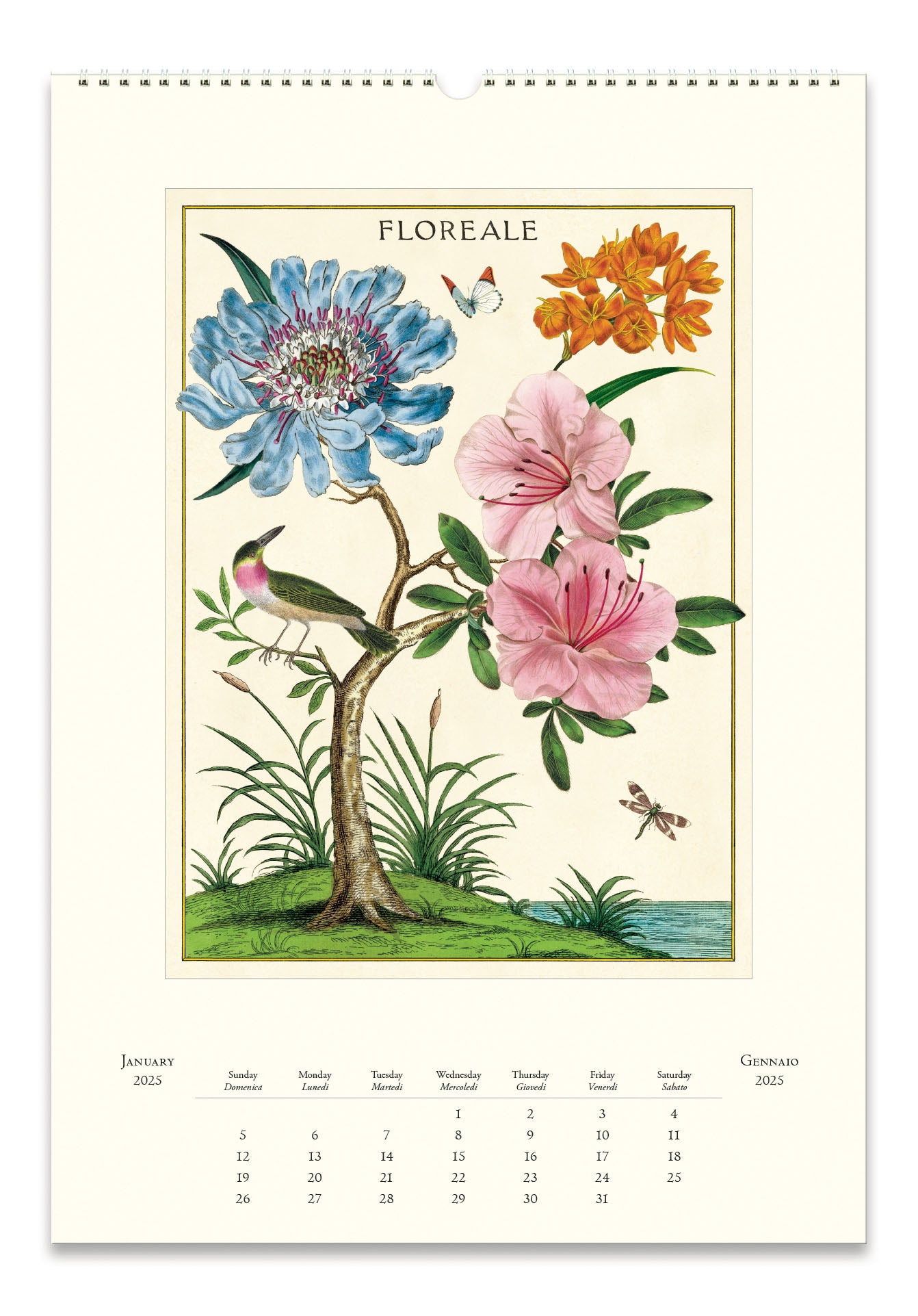 2025 Cavallini & Co. Floreale Wall Calendar interior page- January