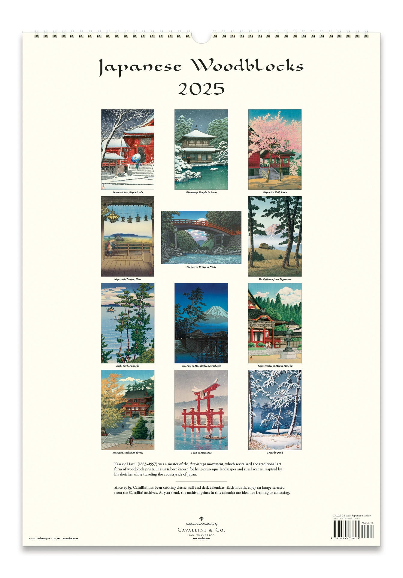 2025 Cavallini & Co. Japanese Woodblocks Wall Calendar back cover