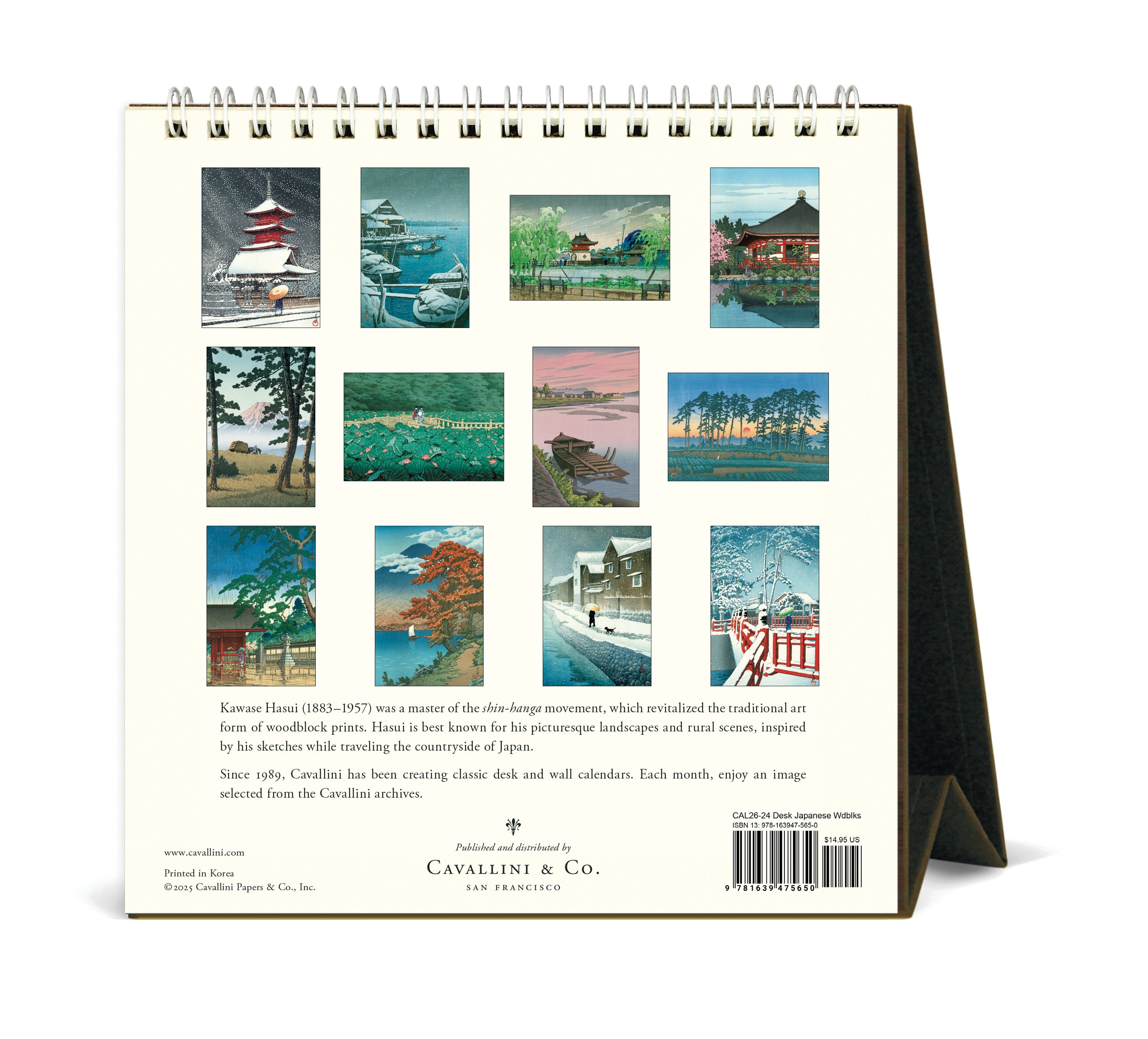 2026 Cavallini & Co. Japanese Woodblocks Desk Calendar back cover image