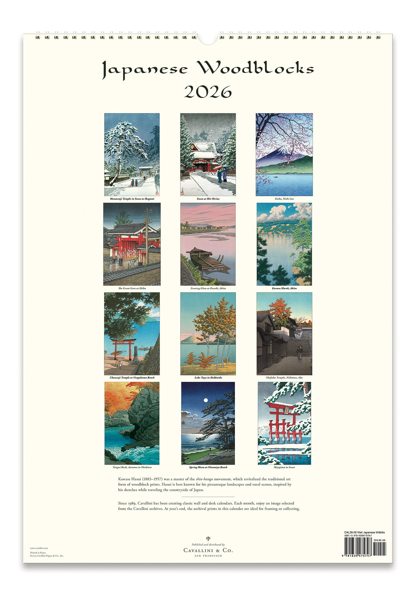 2026 Cavallini & Co. Japanese Woodblocks Wall Calendar back cover image
