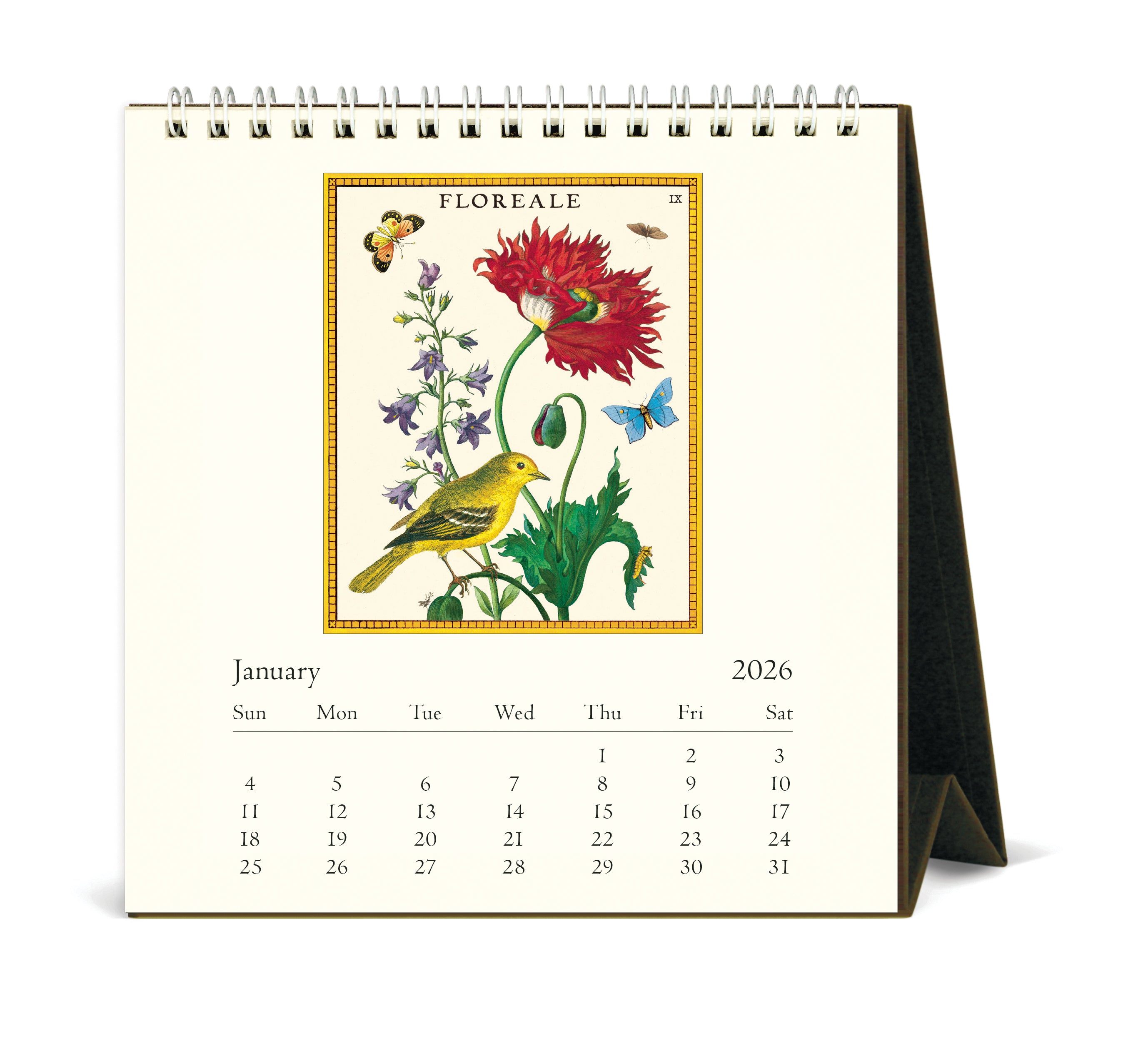 2026 Cavallini & Co. Floreale Desk Calendar interior image- January shown