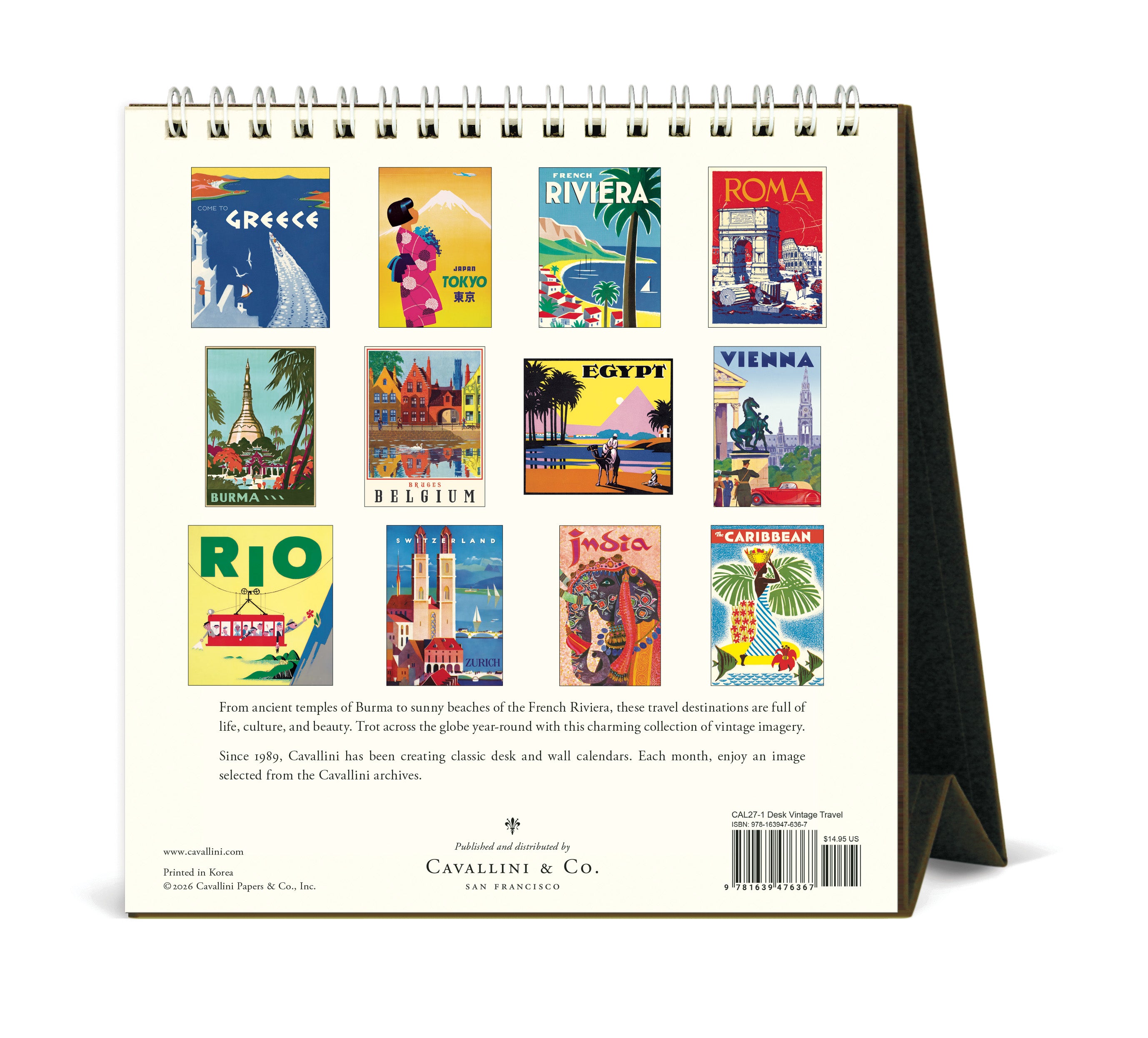 2027 Cavallini & Co. Vintage Travel Desk Calendar
