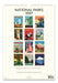 A spiral-bound 2027 National Parks wall calendar showing the back page featuring a grid of 12 vintage-style travel poster illustrations for different national parks.