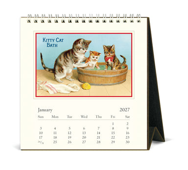 2027 Cavallini & Co. Vintage Cats Desk Calendar January page