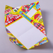 Colorful paper writing sheet with circus-themed design on a grey background