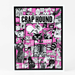Book cover 'Crap Hound Cats' text and black and white cat illustrations on a pink background