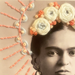 detail of Frda Kahlo with embroidered headdress