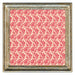 Cavallini & Co. 5 by 5 Inch Antico Silver Florentine Frame shown with a repeating red leaf pattern print in the frame. 