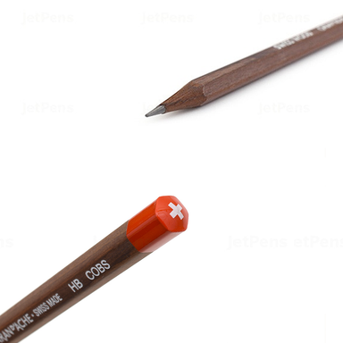 Caran d'Ache Swiss Wood HB Graphite Pencils- one with sharpened lead, one with Swiss cross end detail