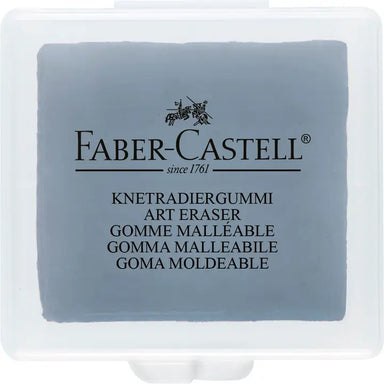 Faber-Castell Kneadable Art Eraser- image shows Faber-Castell art eraser with branding and product details on a white background