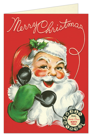 Cavallini & Co. Telephone Santa Blank Single Holiday Card