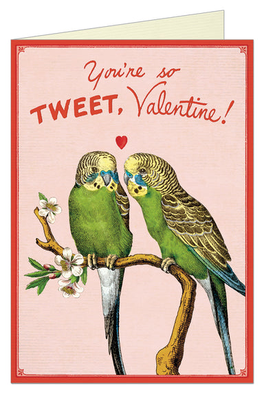 Cavallini & Co. Valentine Lovebirds Greeting Card- Single Card, Blank Inside