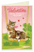 A Valentine's Day greeting card featuring two cats sitting on a swing with hearts and the text 'Valentine WE'RE PURRFECT TOGETHER'.