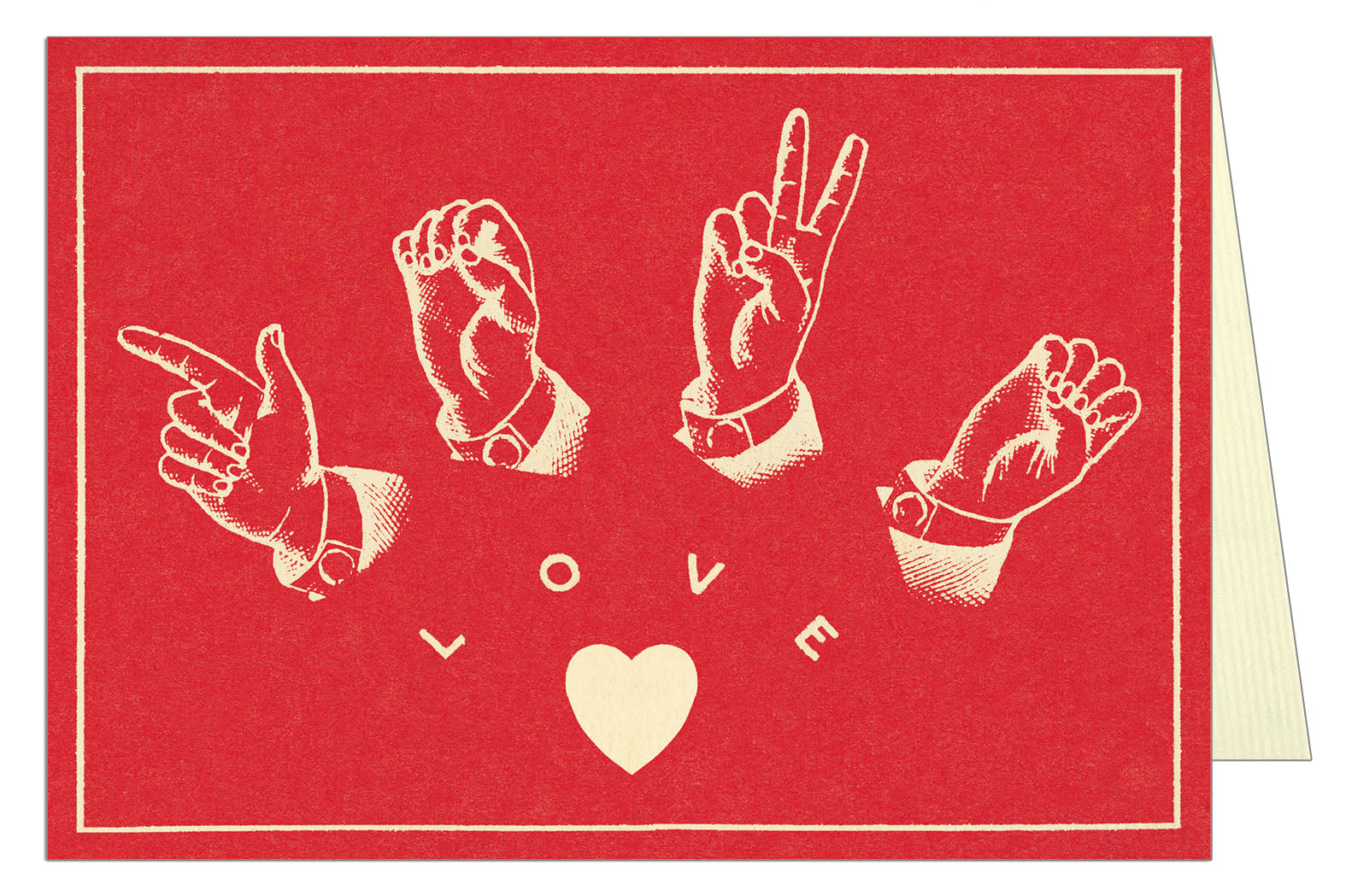 Cavallini & Co. ASL Love Valentine Greeting Card- Single Card, Blank Inside