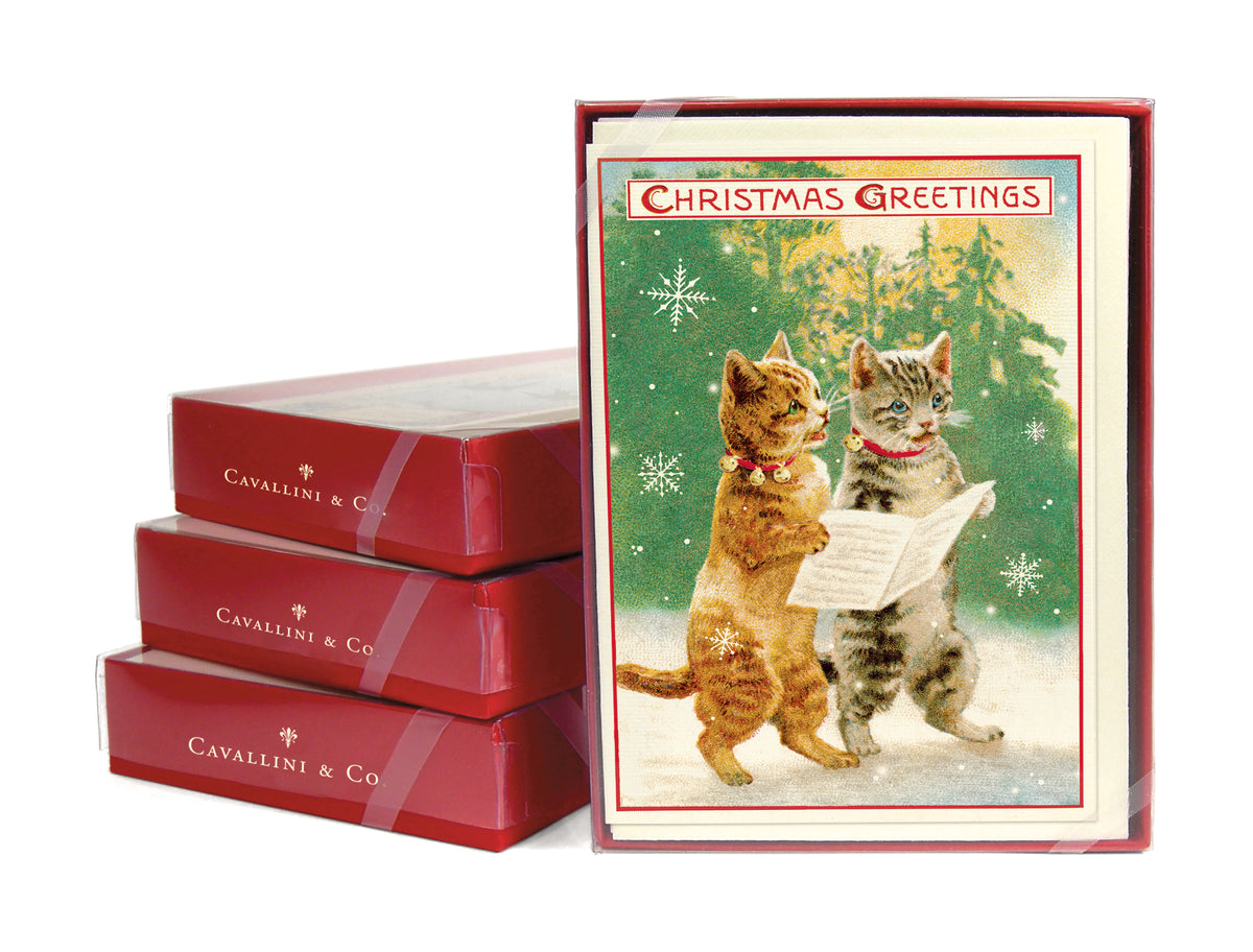 Cavallini & Co. Christmas Caroling Cats Boxed Notecards — Two Hands Paperie