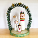 Celebration of Light - Santa Lucia  class sample with 3 peg dolls on base with arch