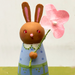 Wee Bunnies Three!  class samples- single bunny holding a flower- detail