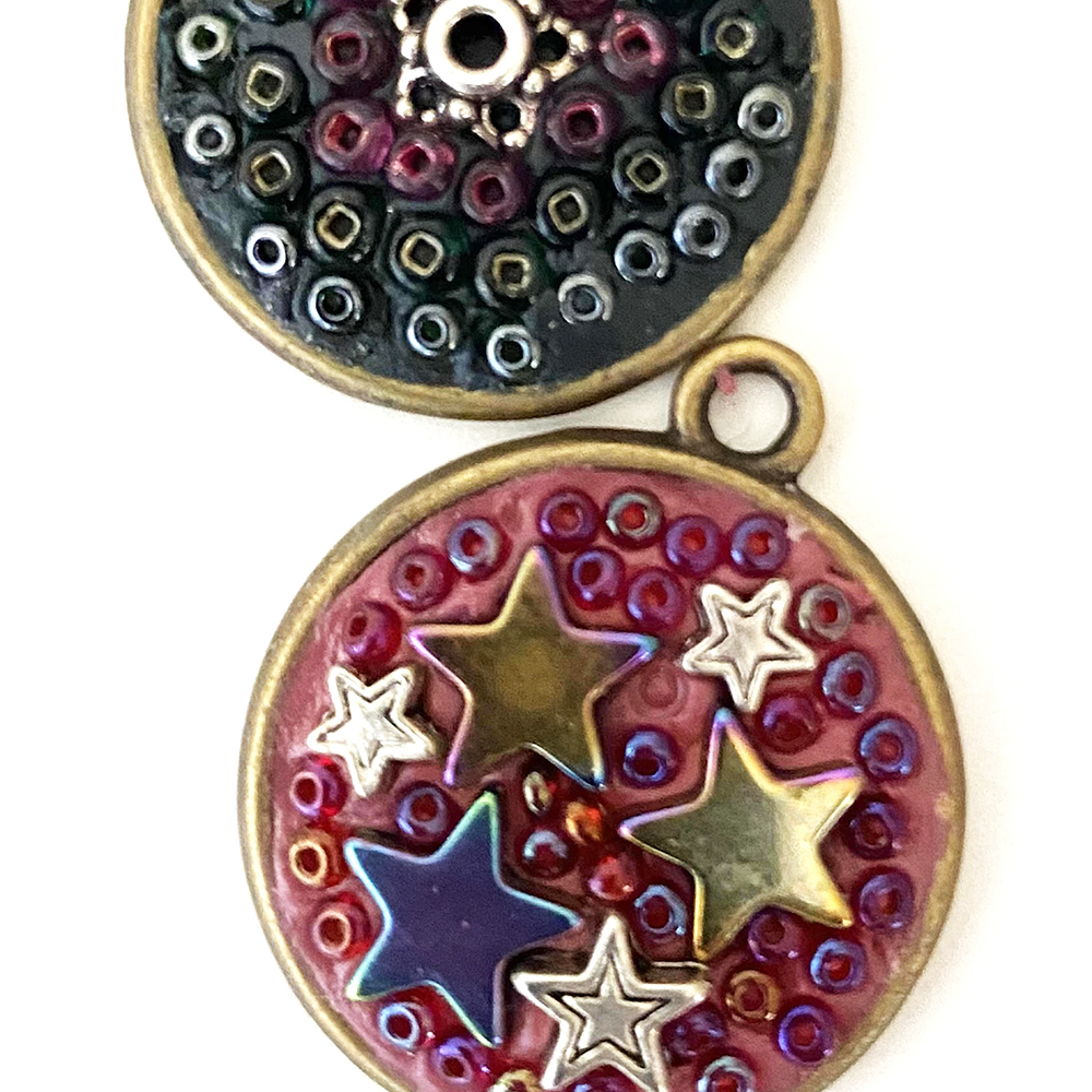 Mini Mosaic Pendants- detail with stars and beads