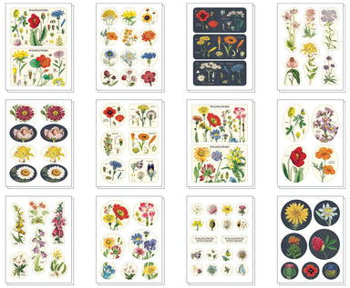 image of Cavallini & Co. Wildflowers Decorative Stickers showing all styles