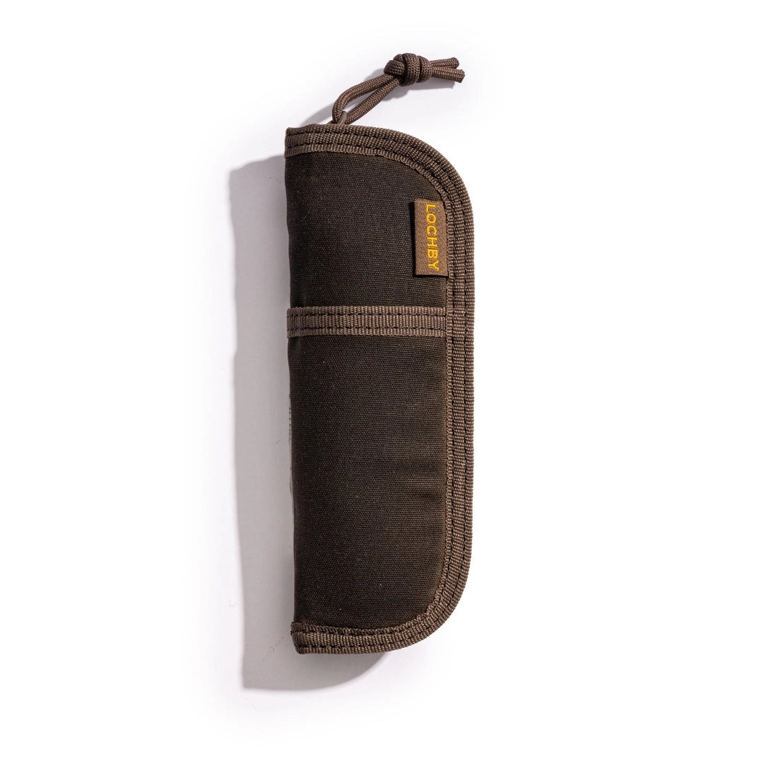 Lochby Duo Pen Pouch in brown shown zippered closed