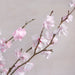 Paper cherry blossoms attached to branches- detail