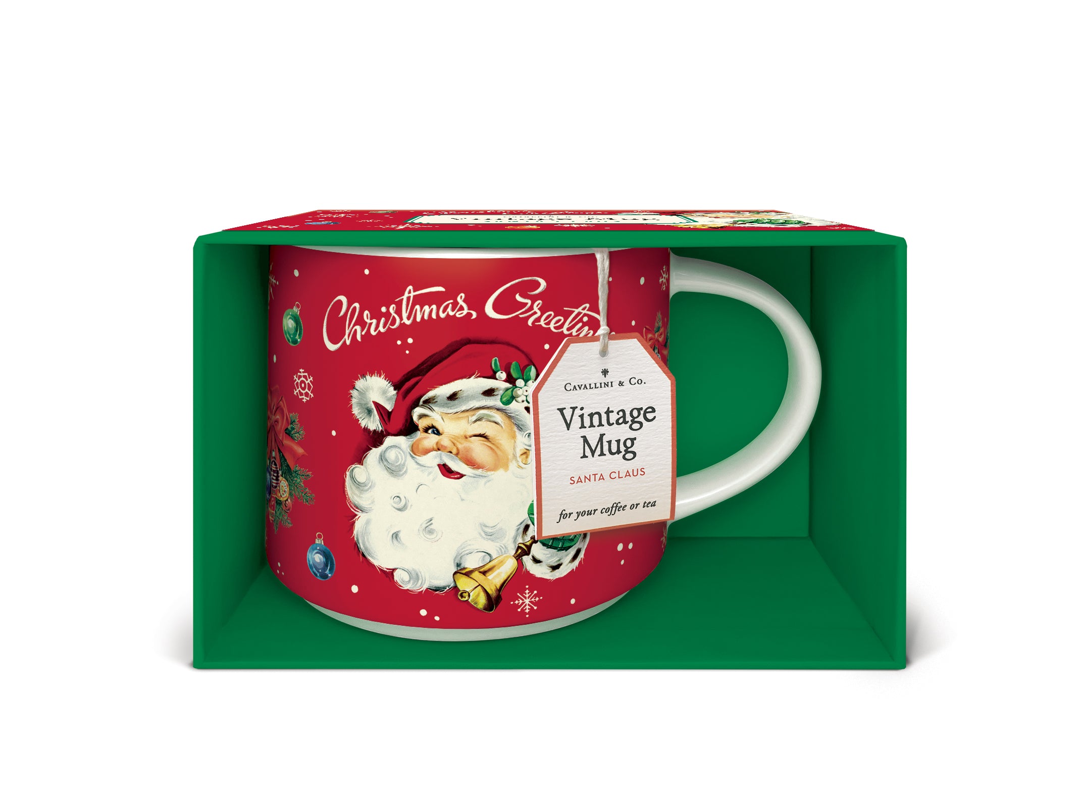 image of Cavallini & Co. Christmas Santa Ceramic Mug in box