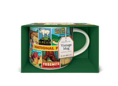 image of Cavallini & Co. National Parks Ceramic Mug in box