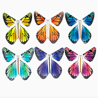 Magic Butterfly shown in all color options- yellow, orange, blue, green, purple, pink