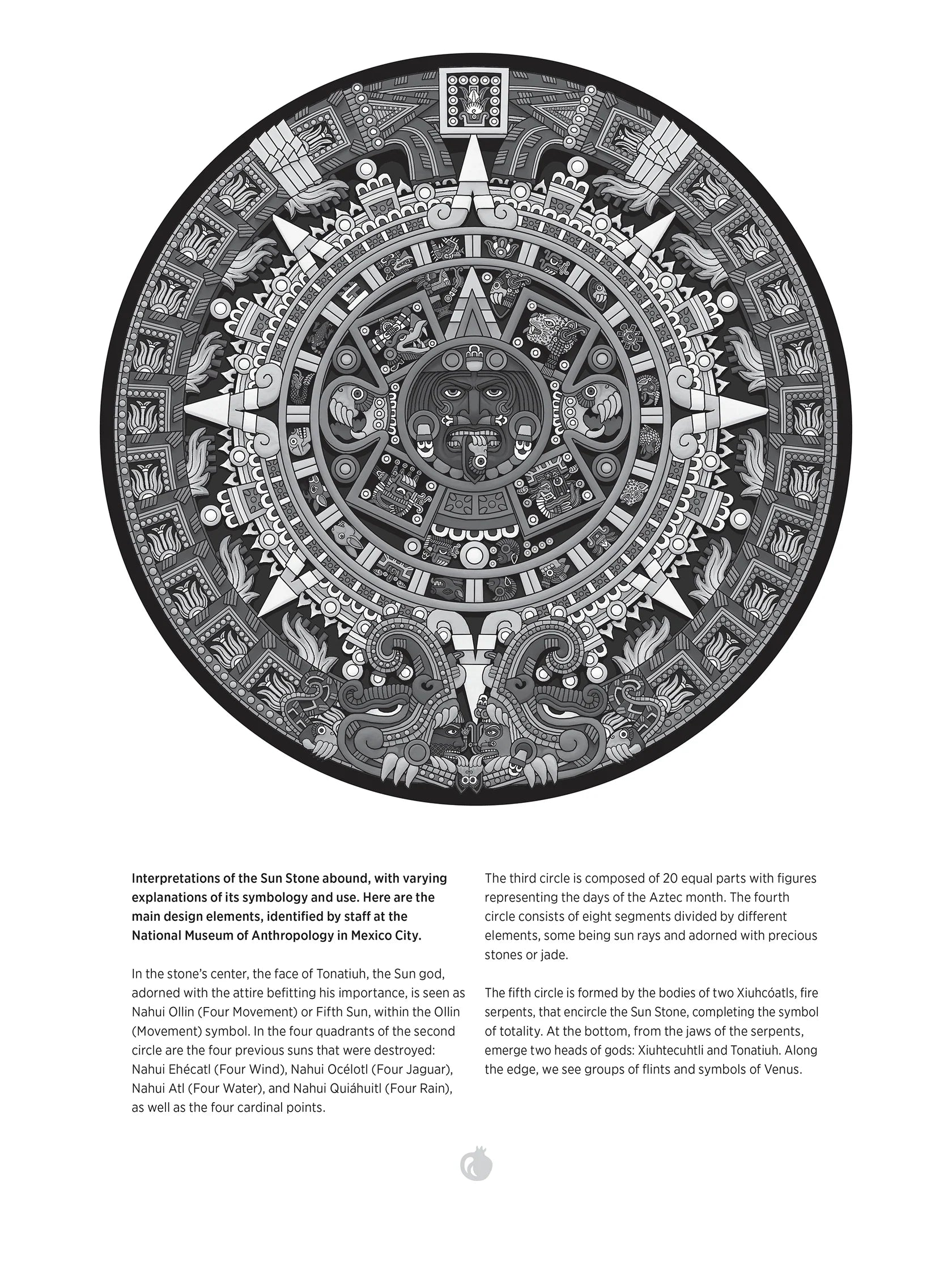 Michael Angulo: Aztec Sun Stone 1000-Piece Circular Jigsaw Puzzle details about puzzle 