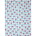 Floral-patterned paper with pink flowers on a blue and white checkered background- full sheet