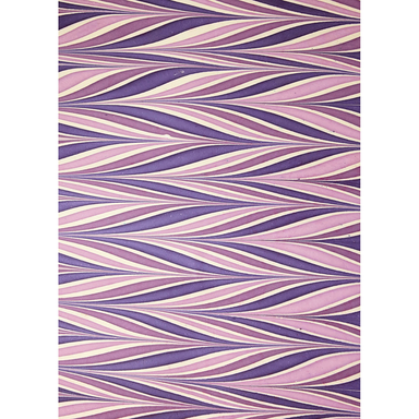 Handmade Indian Cotton Paper- Marbled Candy Stripes in various shades of purple - full sheet