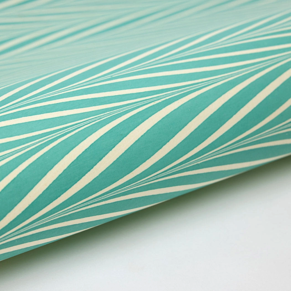 Handmade Indian Cotton Paper- Marbled Candy Stripes in turquoise - detail