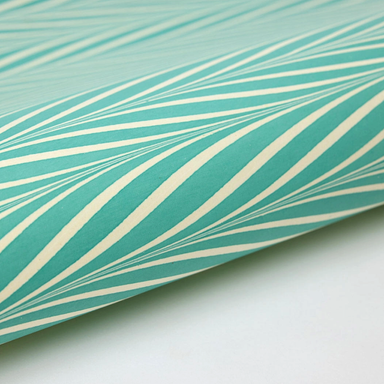Handmade Indian Cotton Paper- Marbled Candy Stripes in turquoise - detail