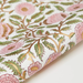 Handmade Indian Cotton Paper- Block Printed Marigold floral pattern with pink flowers and gold vines- detail