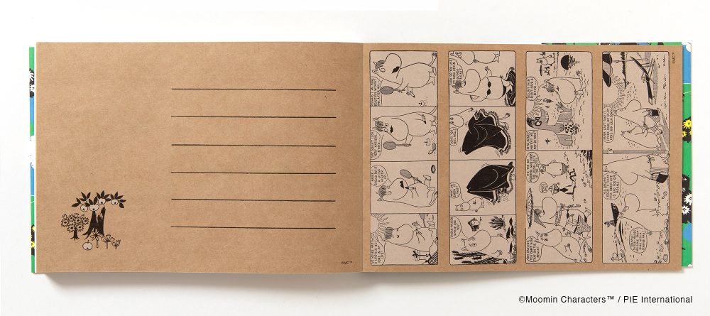 Moomin 100 Writing & Crafting Papers- example of interior crafting pages-Moomin comics on kraft pages