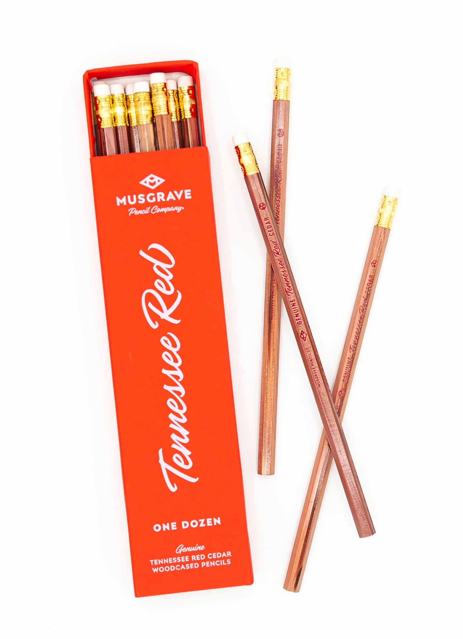 image of open box of Musgrave Tennessee Red Number 2 Pencils