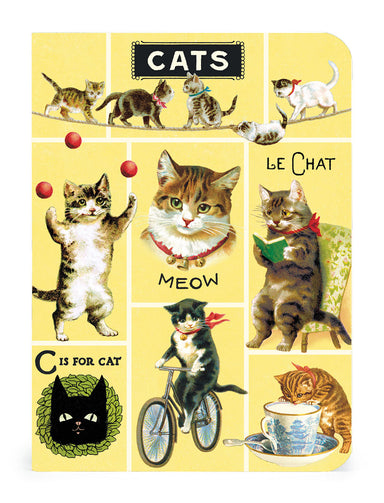 Cavallini & Co. Cats Mini Notebook Set-
Notebook cover with illustrations of cats on a yellow background