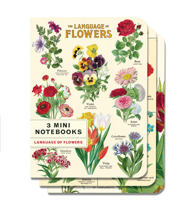 Cavallini & Co. Language of Flowers Mini Notebook Set- image shows 3 notebooks