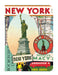 Vintage-style New York City mini notebook with Statue of Liberty and city elements.