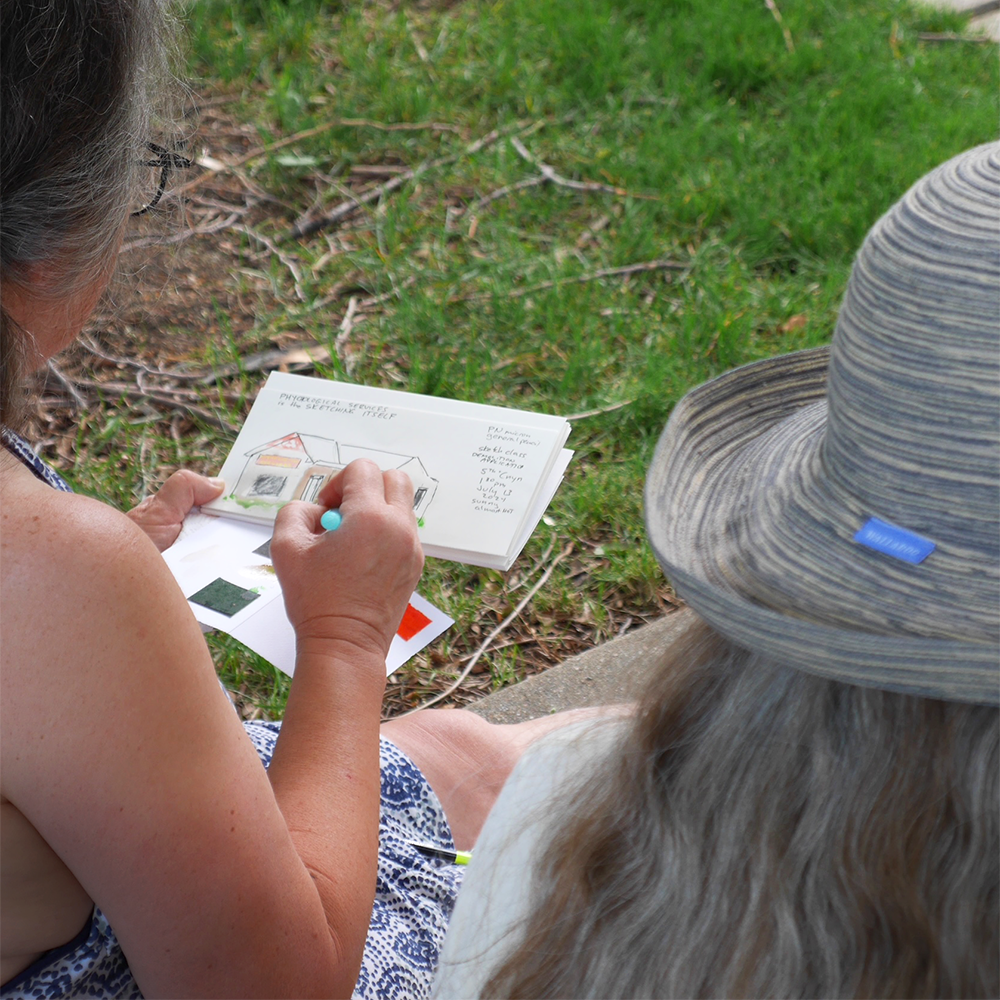 Sketch Crawl class in progress with students sketching