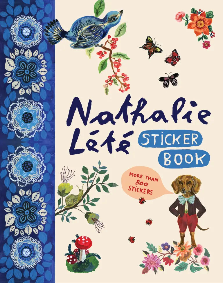 Nathalie Lété Sticker Book- Sticker book cover with colorful illustrations of animals and nature, featuring the brand 'Nathalie L\'e\'e'.