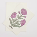 Notecard sample with lilac and green floral pattern #3 shown with envelope and scalloped edge
